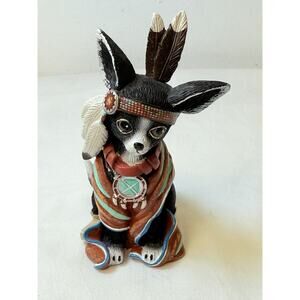 The Hamilton Collection Chief Little Paws Chihuahua Indian Native Dog Figurine